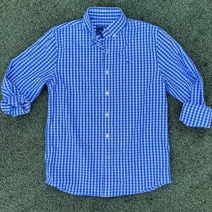 Vineyard Vines Boys Whale Shirt Blue Check Size M 12-14